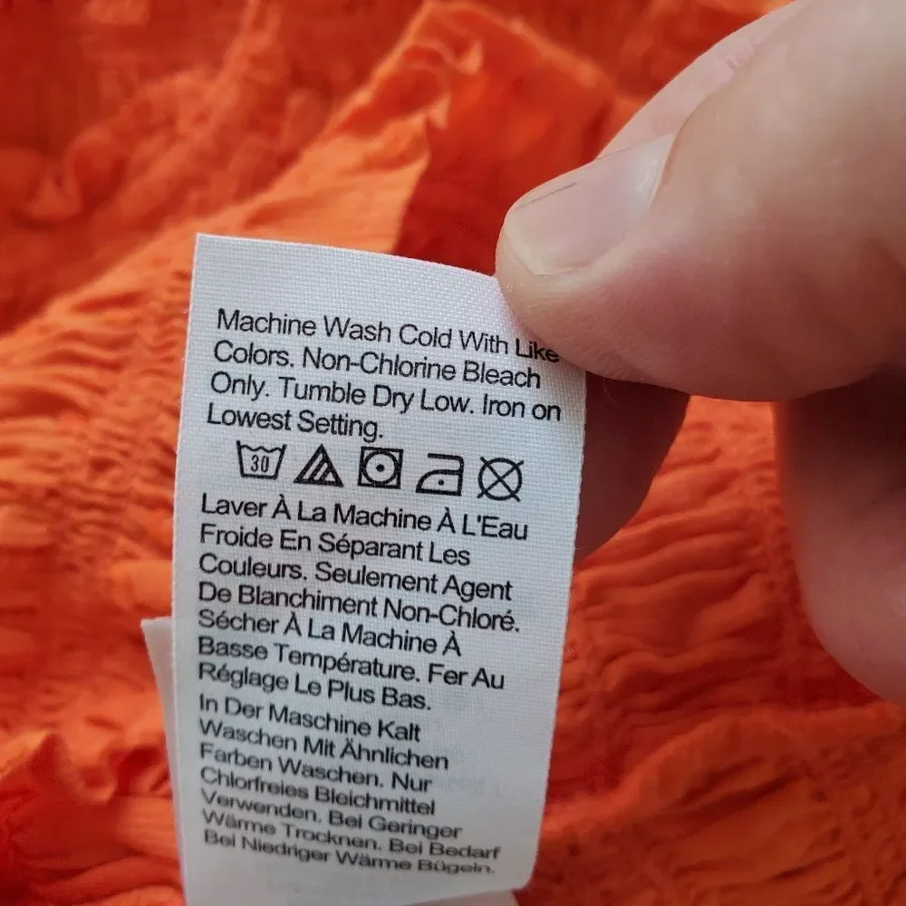 🦋 J.CREW 🦋 Puff-Sleeve Dot Textured Voile Smocked Top - [Small, Orange]